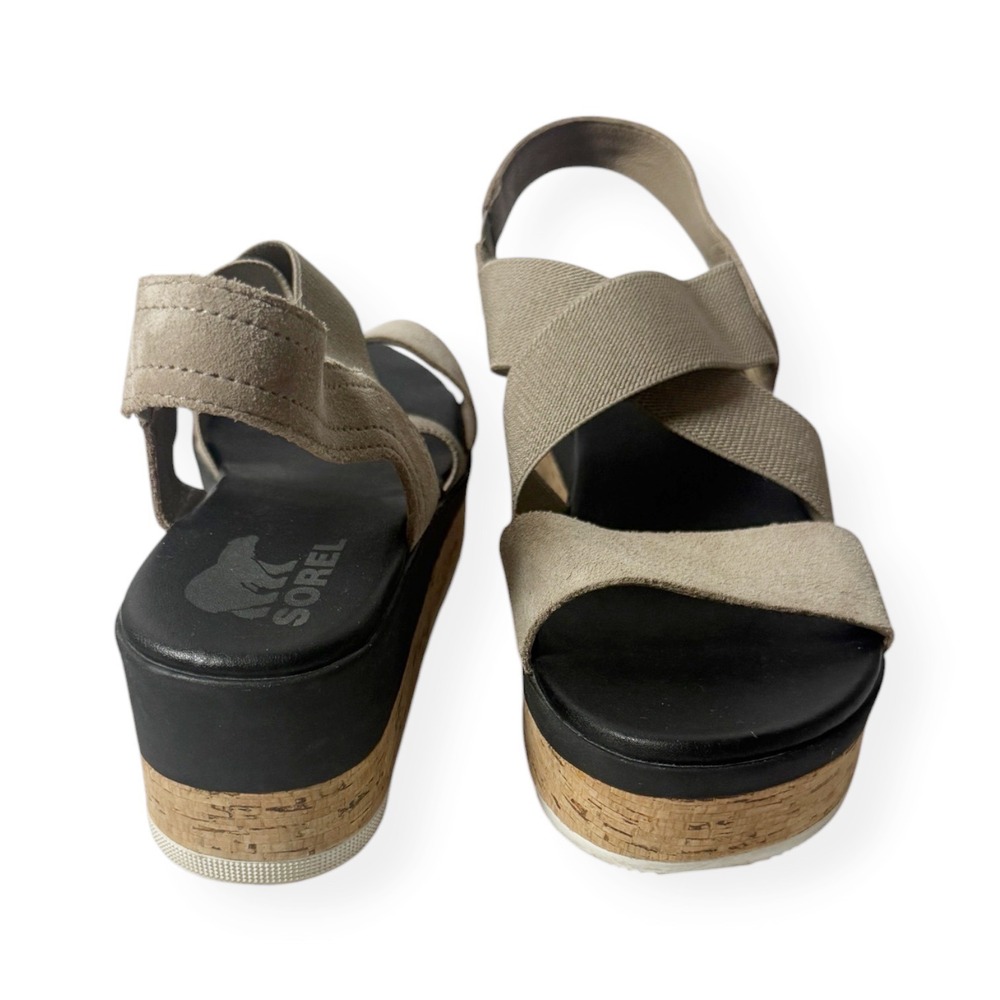 SOREL Cameron Flatform Slingback Sandal Omega Taupe Sea Salt Size 8 - Picture 5 of 11
